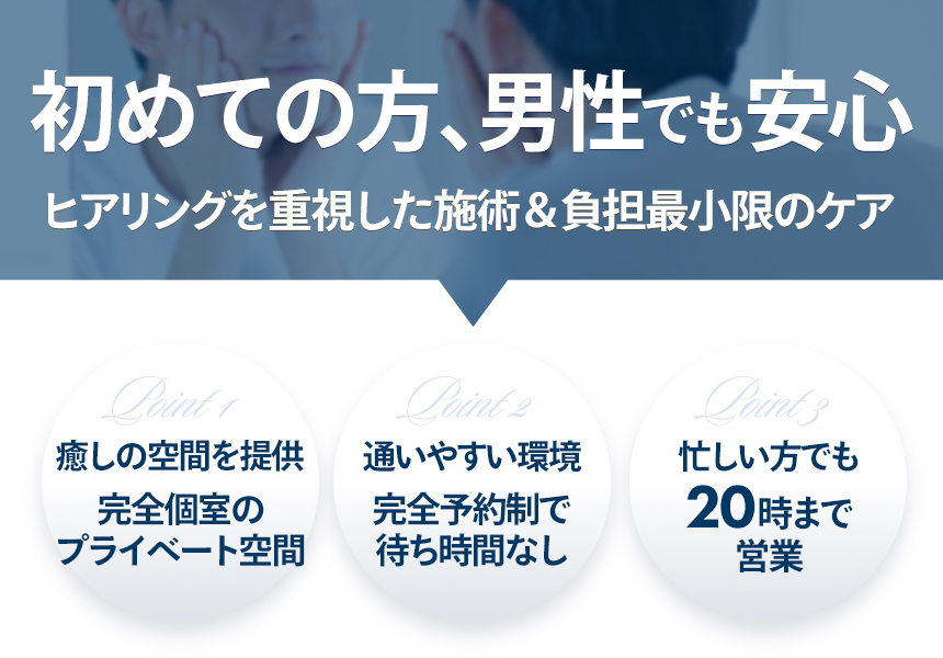 初めての方、男性でも安心